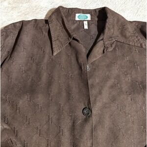 Richesse brown logo embroidered peacoat with buttons long size Large Unisex‎